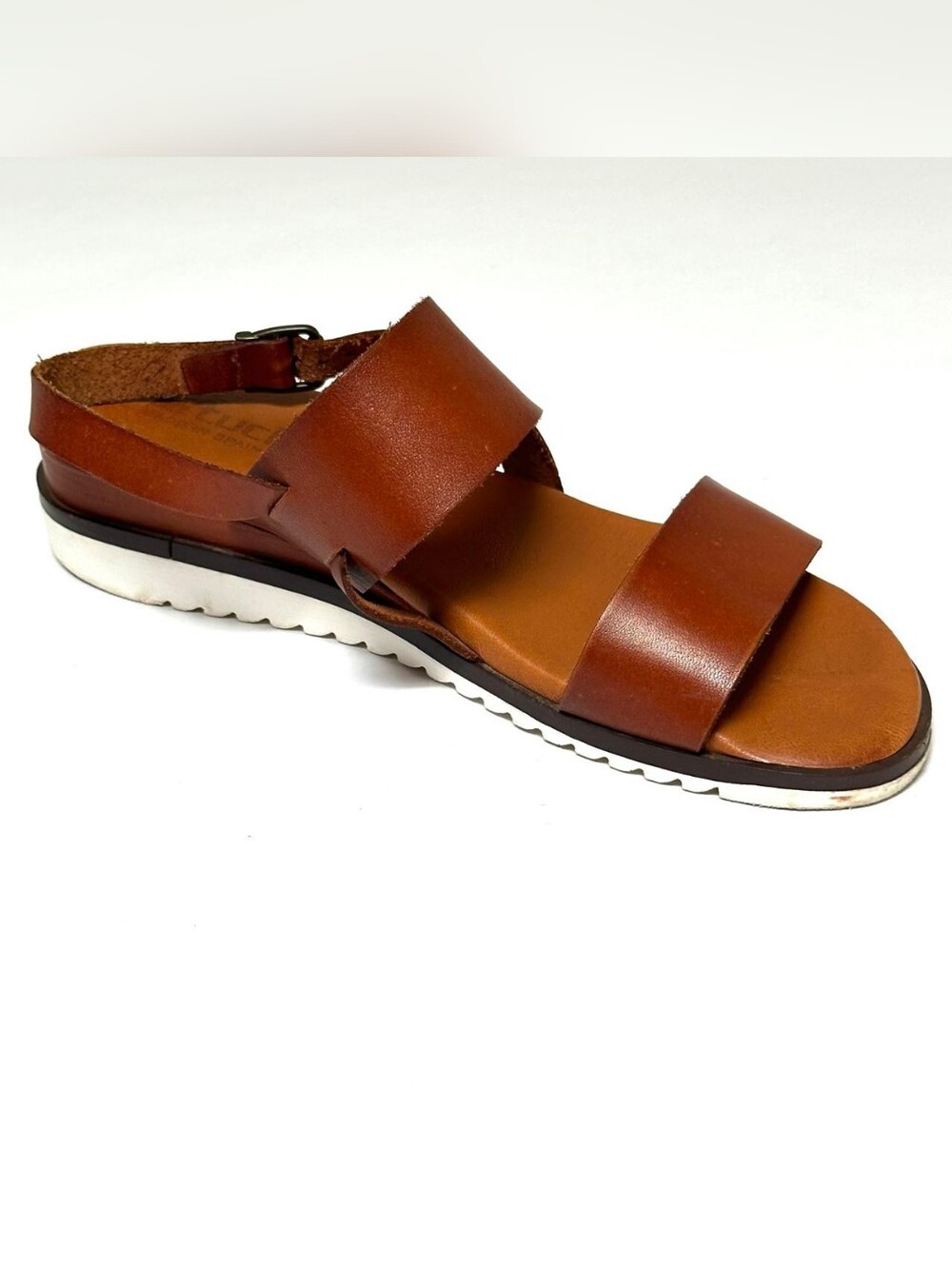 Bertuchi Spain Brown Leather Slingback Sandals Size 39 US 8/8.5 Wedge Platforms - Picture 12 of 16